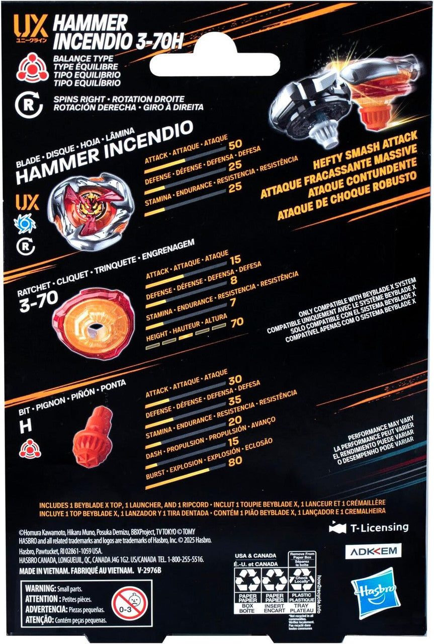 HASBRO Hells Hammer Incendio 3-70H Beyblade X Starter