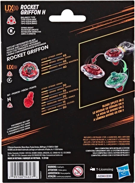 HASBRO Rocket Bullet Griffon H Beyblade X Starter