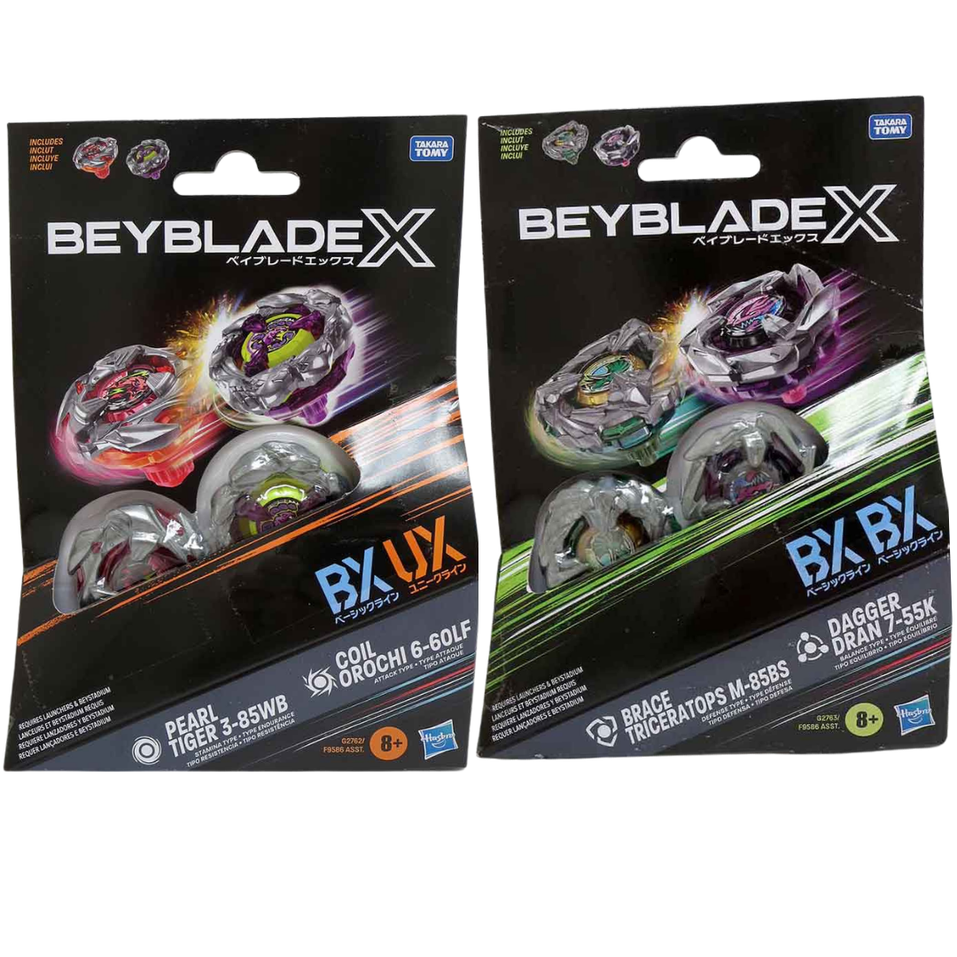 [Pre-Order] HASBRO Beyblade X Pearl Tiger & Coil Orochi + Brace Triceratops & Dagger Dran