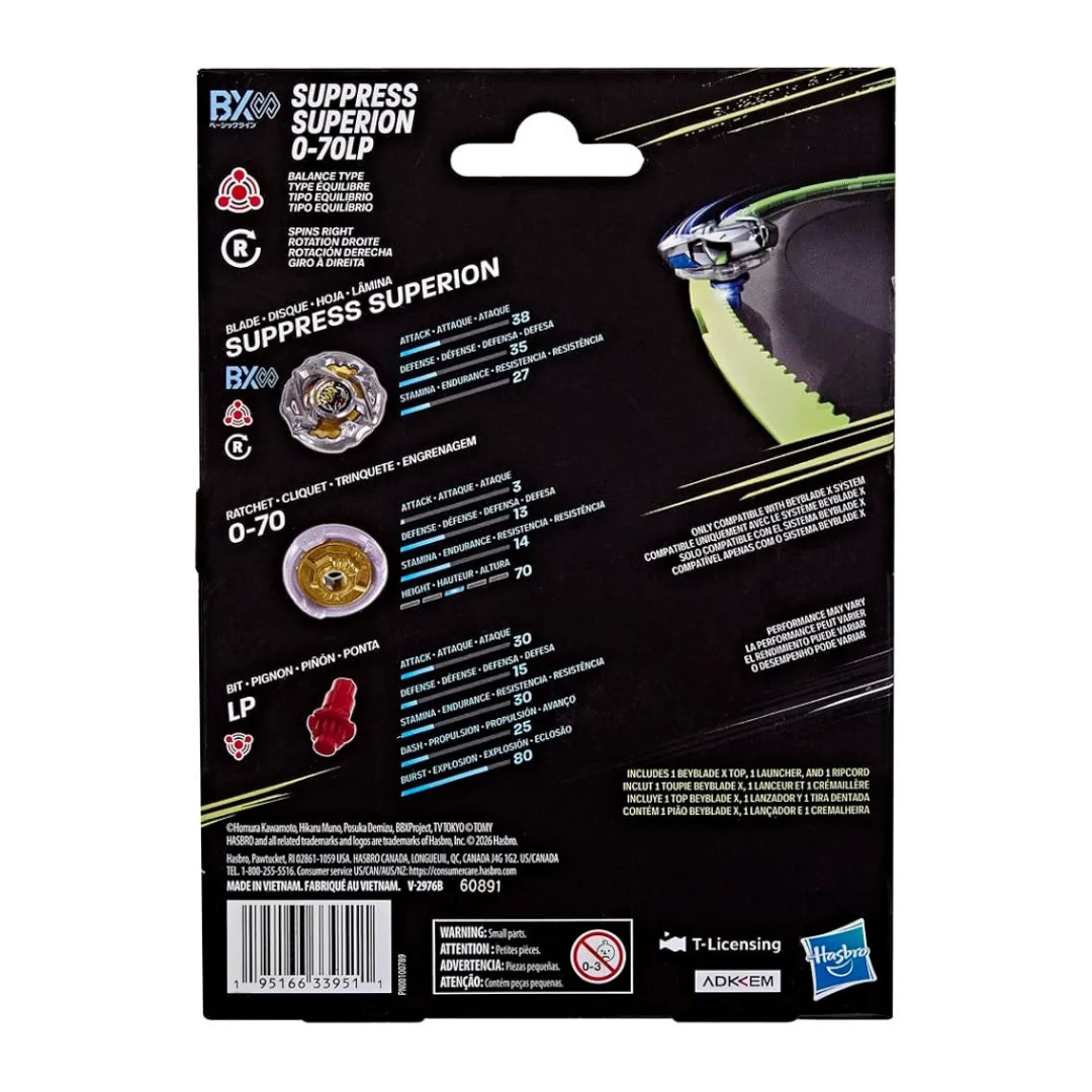 HASBRO Beyblade X Bundle of 3 – Suppress Superion, Knight Armor & Rage Ragna